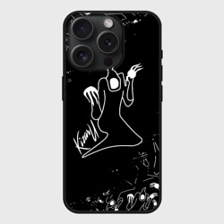 Чехол силиконовый для Apple iPhone 15 Pro матовый Kizaru призрак лого белый