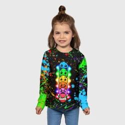 Детский лонгслив 3D Geometry Dash levels, брызги красок - фото 2