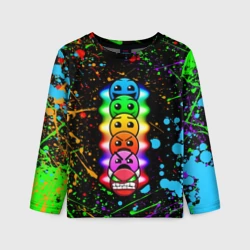 Детский лонгслив 3D Geometry Dash levels, брызги красок