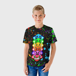 Детская футболка 3D Geometry Dash levels, брызги красок - фото 2