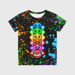 Детская футболка 3D Geometry Dash levels, брызги красок