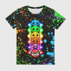 Женская футболка 3D Geometry Dash levels, брызги красок