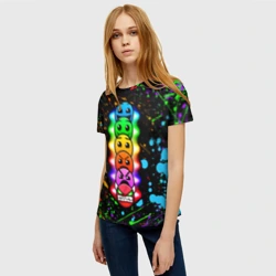 Женская футболка 3D Geometry Dash levels, брызги красок - фото 2