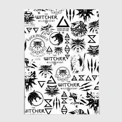 Постер The Witcher logobombing чёрно белый Ведьмак паттерн