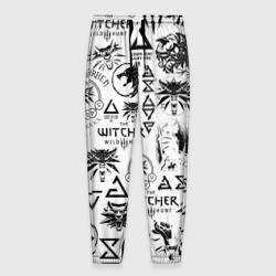Мужские брюки 3D The Witcher logobombing чёрно белый Ведьмак паттерн