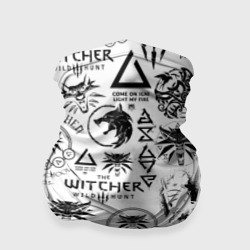 Бандана-труба 3D The Witcher logobombing чёрно белый Ведьмак паттерн