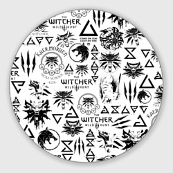 Круглый коврик для мышки The Witcher logobombing чёрно белый Ведьмак паттерн