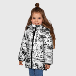 Зимняя куртка для девочек 3D THE WITCHER LOGOBOMBING ЧЁРНО БЕЛЫЙ | ВЕДЬМАК ПАТТЕРН - фото 2