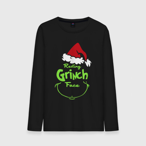 Мужской лонгслив хлопок Resting Grinch Face, цвет черный