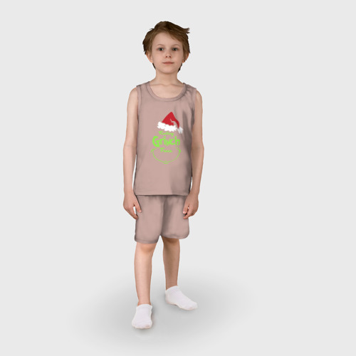 Детская пижама с шортами хлопок Resting Grinch Face, цвет пыльно-розовый - фото 3