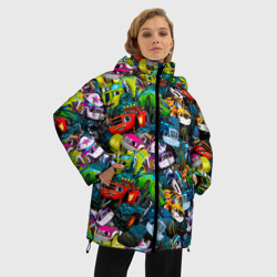 Женская зимняя куртка Oversize Вспыш и чудо-машинки персонажи - фото 2