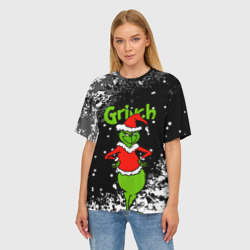 Женская футболка oversize 3D Grinch На всех обиделся - фото 2