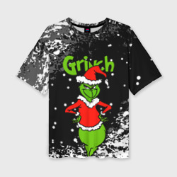 Женская футболка oversize 3D Grinch На всех обиделся