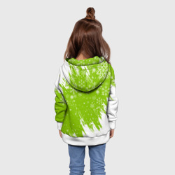 Толстовка с принтом Grinch Green для ребенка, вид на модели сзади №2. Цвет основы: белый
