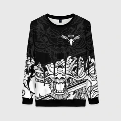 Женский свитшот 3D Walhalla team white dragon на спине