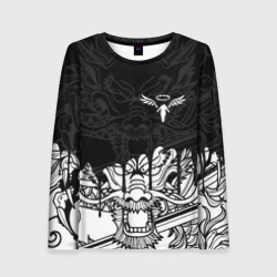 Женский лонгслив 3D Walhalla team white dragon на спине