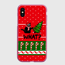 Чехол для iPhone XS Max матовый What cat и ёлка