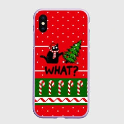 Чехол для iPhone XS Max матовый What cat и ёлка
