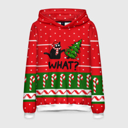 Мужская толстовка 3D What cat и ёлка