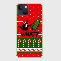 Чехол для iPhone 14 What cat и ёлка