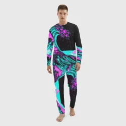 Мужской костюм для дома 3D Неоновая Япония, волна, Фудзияма neon Japan - фото 2