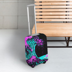 Чехол для чемодана 3D Неоновая Япония, волна, Фудзияма neon Japan - фото 2