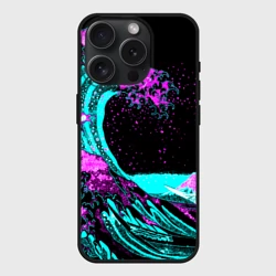Чехол силиконовый для Apple iPhone 15 Pro Мax матовый Неоновая Япония, волна, Фудзияма neon Japan