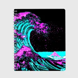 Тетрадь Неоновая Япония, волна, Фудзияма neon Japan