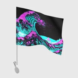 Флаг для автомобиля Неоновая Япония, волна, Фудзияма neon Japan