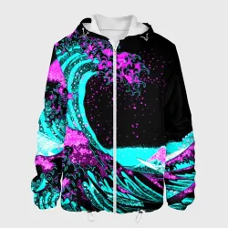 Мужская куртка 3D Неоновая Япония, волна, Фудзияма neon Japan