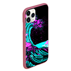 Чехол для iPhone 11 Pro Max матовый Неоновая Япония, волна, Фудзияма neon Japan - фото 2