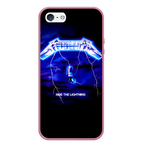 Чехол для iPhone 5/5S матовый Ride the Lightning - Metallica, цвет малиновый