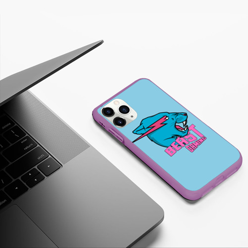 Чехол для iPhone 11 Pro матовый Mr Beast Gaming, цвет фиолетовый - фото 5