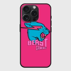 Чехол силиконовый для Apple iPhone 15 Pro Мax матовый Mr Beast Gaming Full Print Pink edition