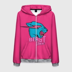 Мужская толстовка 3D на молнии Mr Beast Gaming Full Print Pink edition