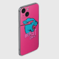 Чехол для iPhone 15 силиконовый с защитой камеры Mr Beast Gaming Full Print Pink edition - фото 2