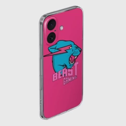 Чехол для iPhone 16 силиконовый с защитой камеры Mr Beast Gaming Full Print Pink edition - фото 2