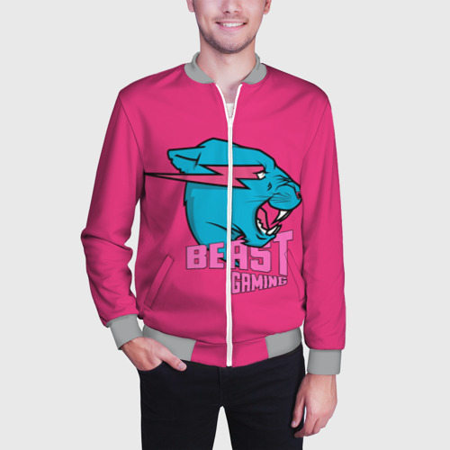 Мужской бомбер 3D Mr Beast Gaming Full Print Pink edition - фото 3