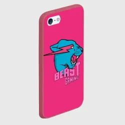 Чехол для iPhone 5/5S матовый Mr Beast Gaming Full Print Pink edition - фото 2