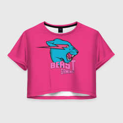 Женская футболка Crop-top 3D Mr Beast Gaming Full Print Pink edition