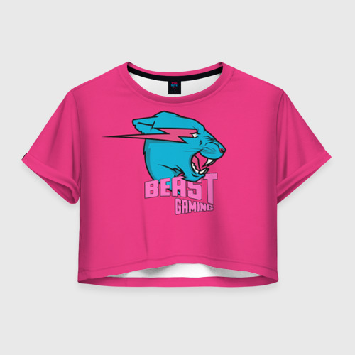 Женская футболка Crop-top 3D Mr Beast Gaming Full Print Pink edition, цвет 3D печать