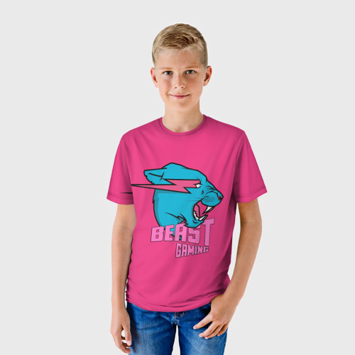 Детская футболка 3D Mr Beast Gaming Full Print Pink edition, цвет 3D печать - фото 3
