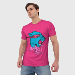 Мужская футболка 3D Mr Beast Gaming Full Print Pink edition - фото 2