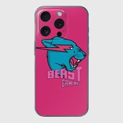 Чехол для iPhone 15 Pro силиконовый с защитой камеры Mr Beast Gaming Full Print Pink edition