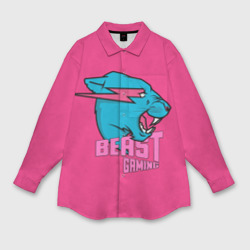 Мужская рубашка oversize 3D Mr Beast Gaming Full Print Pink edition
