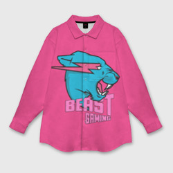 Женская рубашка oversize 3D Mr Beast Gaming Full Print Pink edition