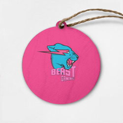 Деревянная игрушка круг Mr Beast Gaming Full Print Pink edition