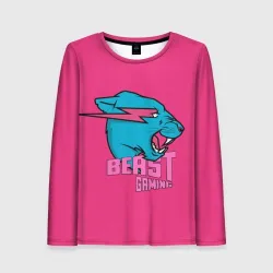 Женский лонгслив 3D Mr Beast Gaming Full Print Pink edition