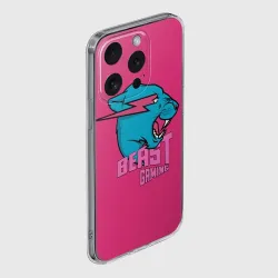 Чехол для iPhone 15 Pro Max силиконовый с защитой камеры Mr Beast Gaming Full Print Pink edition - фото 2