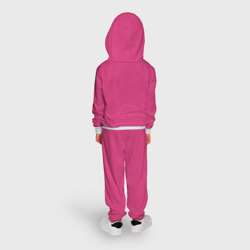 Костюм с принтом Mr Beast Gaming Full Print Pink edition для ребенка, вид на модели сзади №2. Цвет основы: белый